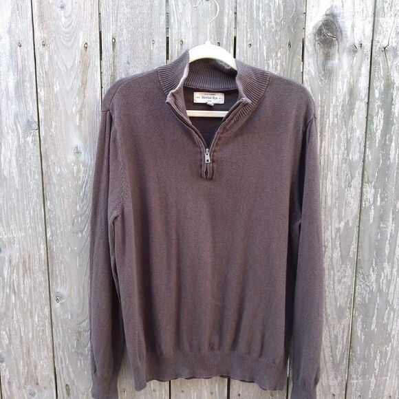 Other - Hawker Rye size L cotton cashmere sweater chocolate brown zip neck
